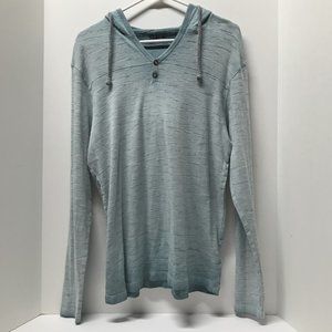 BKE Blue Green Ribbed Hoodie with Drawstring